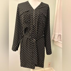 Express Black and White Long Sleeve Dress